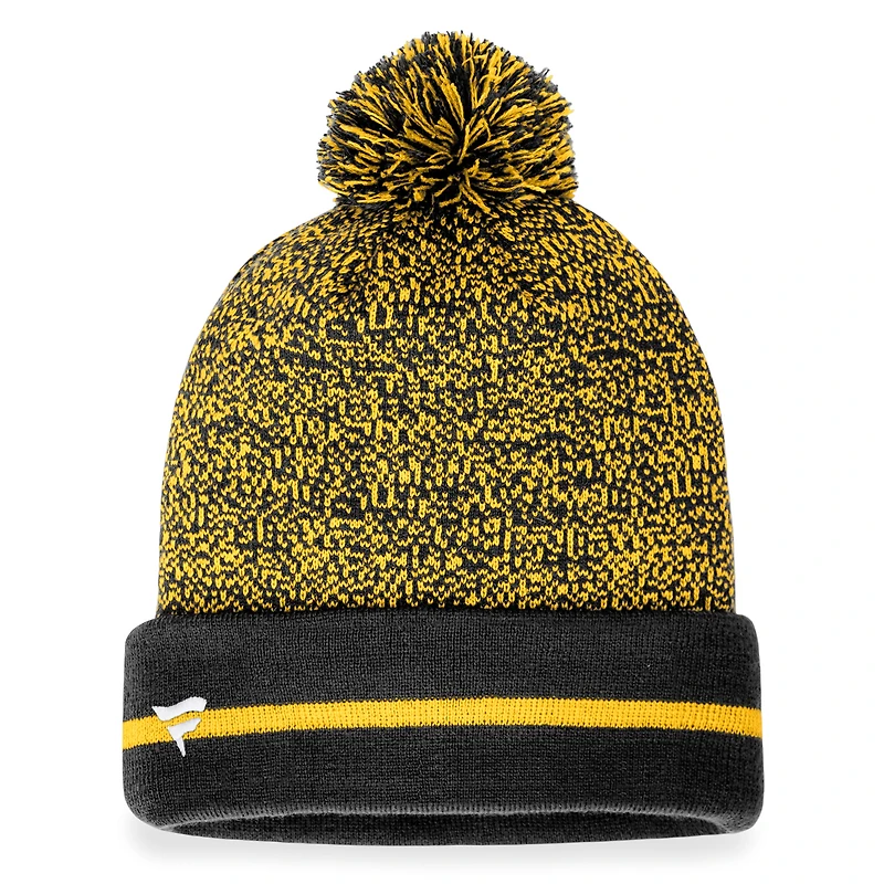 Bonnet en tricot à revers Space-Dye Fanatics noir/or pour hommes avec pompon