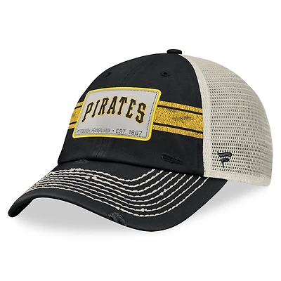 Men's Fanatics Black/Natural Pittsburgh Pirates  Heritage Stripe Trucker Adjustable Hat
