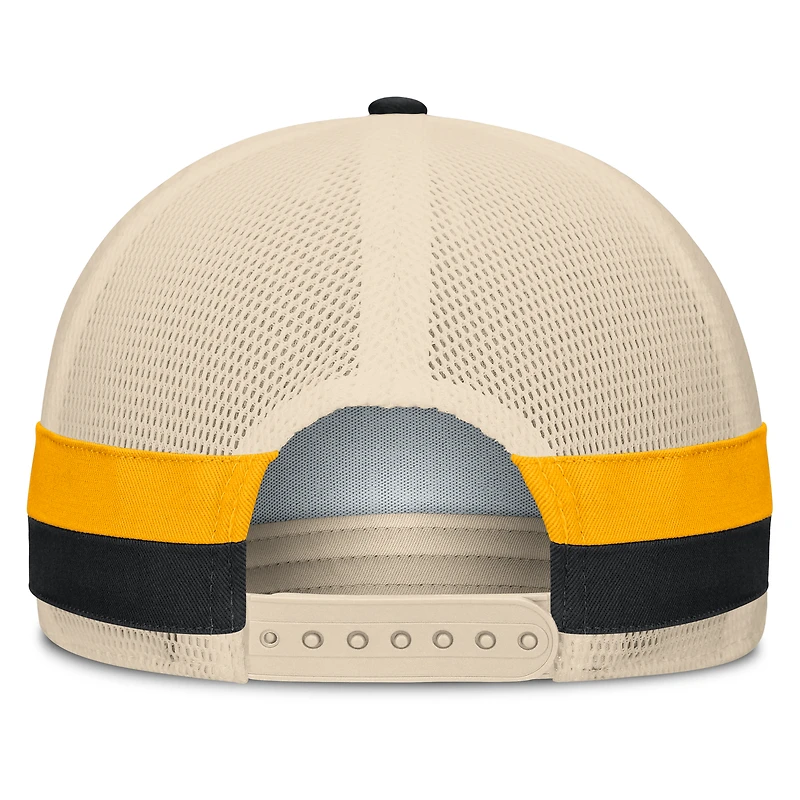Casquette ajustable Fanatics noire/naturelle pour homme, motif Pirates de Pittsburgh, à rayures latérales héritées