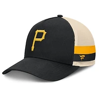 Casquette ajustable Fanatics noire/naturelle pour homme, motif Pirates de Pittsburgh, à rayures latérales héritées