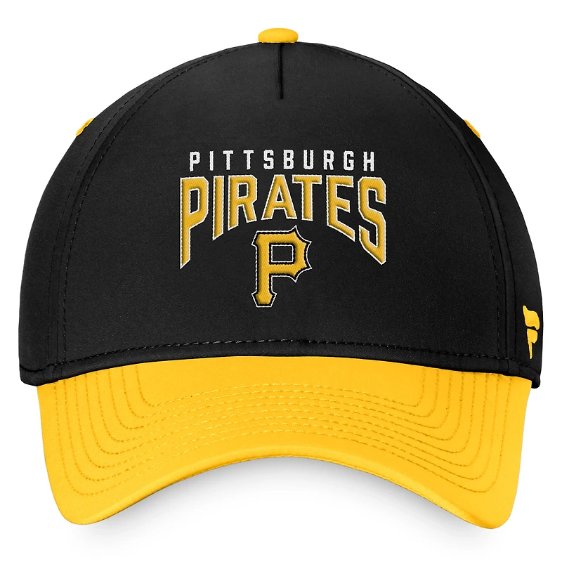 Casquette flexible avec logo empilé des Pirates de Pittsburgh Fanatics pour hommes, noir/jaune