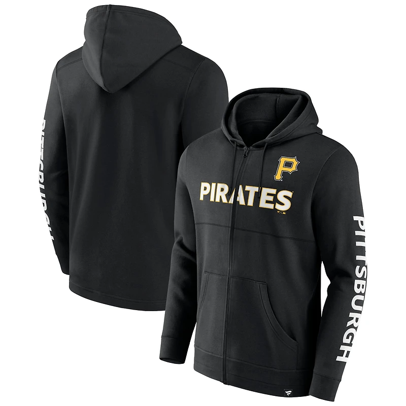Sweat à capuche entièrement zippé Fanatics Black Pittsburgh Pirates Ace pour hommes