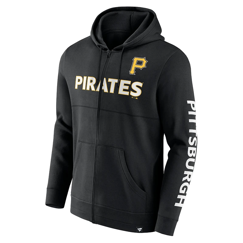 Sweat à capuche entièrement zippé Fanatics Black Pittsburgh Pirates Ace pour hommes