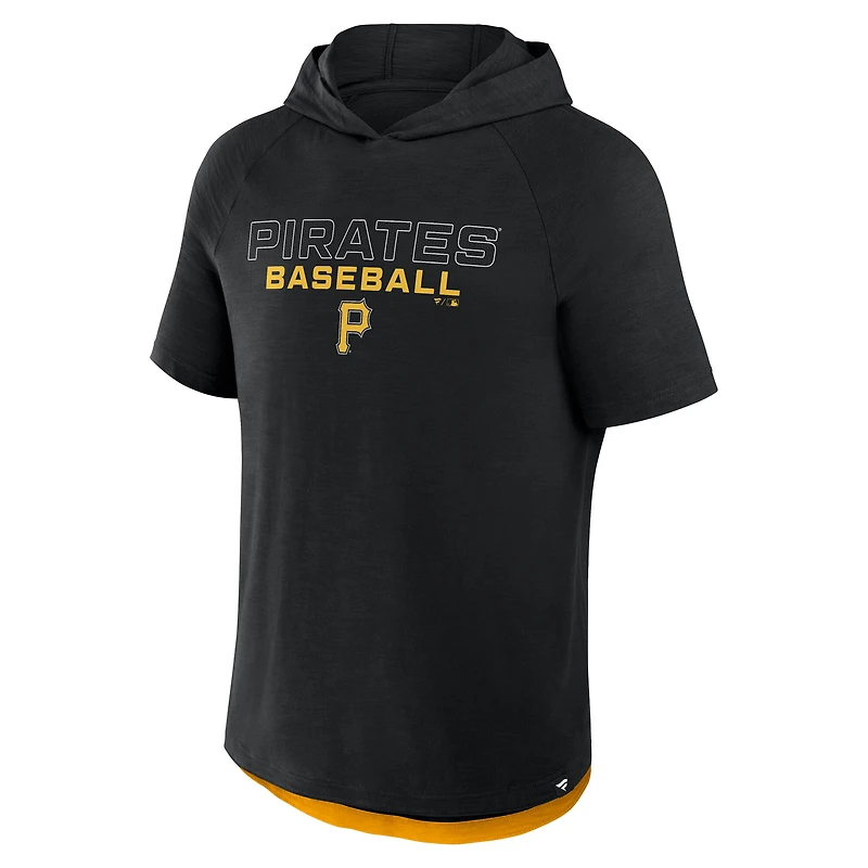 Men's Fanatics Black Pittsburgh Pirates Clubhouse Optimal Play Raglan Hoodie T-Shirt