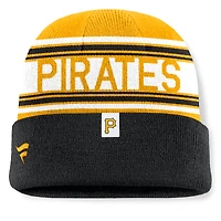 Bonnet en tricot à revers à rayures fondamentales des Pirates de Pittsburgh noirs Fanatics pour hommes