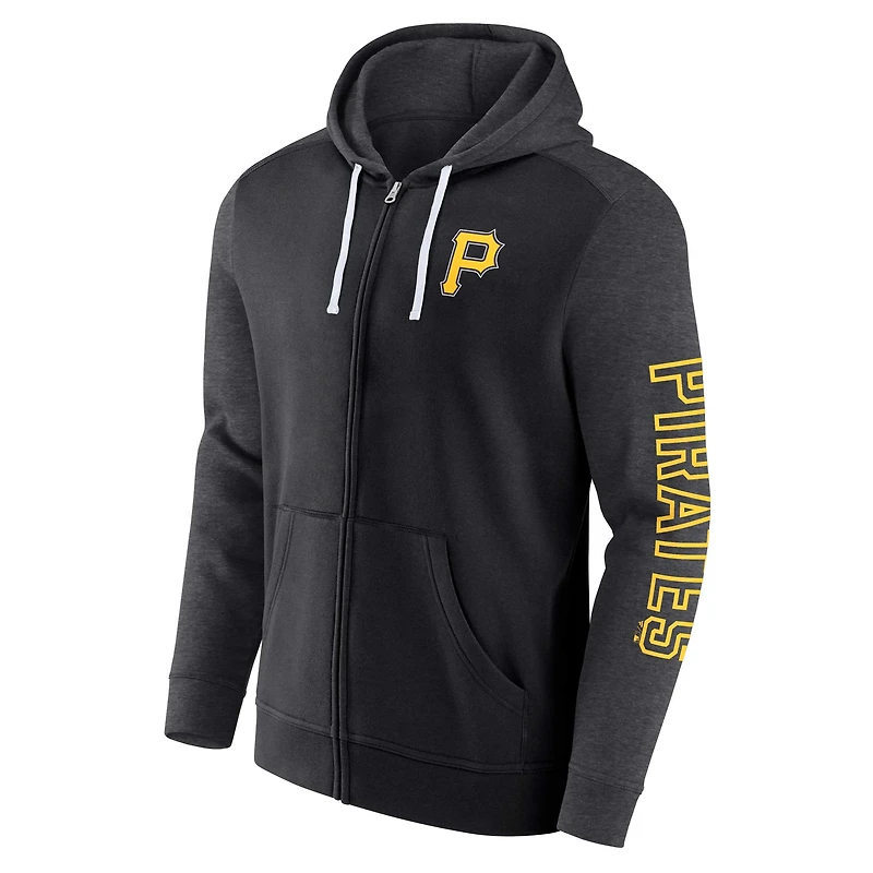 Sweat à capuche léger entièrement zippé Fanatics pour hommes, noir, Pittsburgh Pirates Offensive Line Up