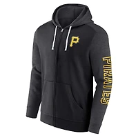 Sweat à capuche léger entièrement zippé Fanatics pour hommes, noir, Pittsburgh Pirates Offensive Line Up