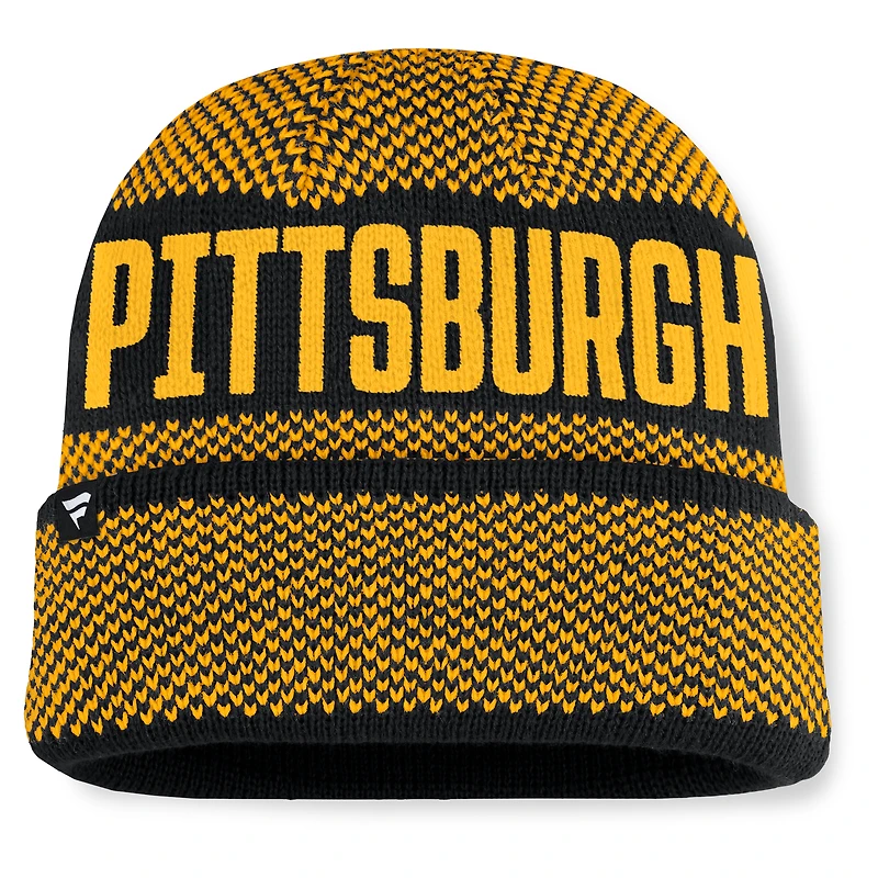 Bonnet en tricot à revers Fanatics noir des Pirates de Pittsburgh pour homme