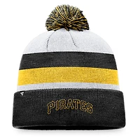 Bonnet en tricot à revers à rayures Fanatics noir Pittsburgh Pirates pour hommes avec pompon