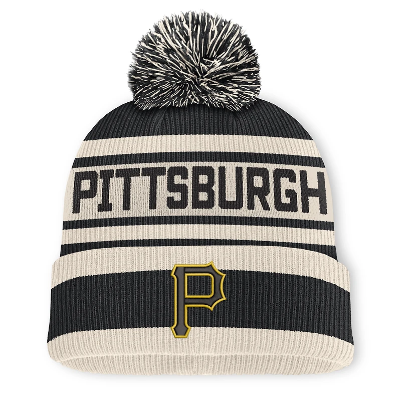 Bonnet à revers en maille avec pompon, noir, motif mètre ruban, Pittsburgh Pirates, de la marque Fanatics.