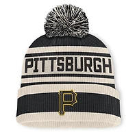 Bonnet à revers en maille avec pompon, noir, motif mètre ruban, Pittsburgh Pirates, de la marque Fanatics.