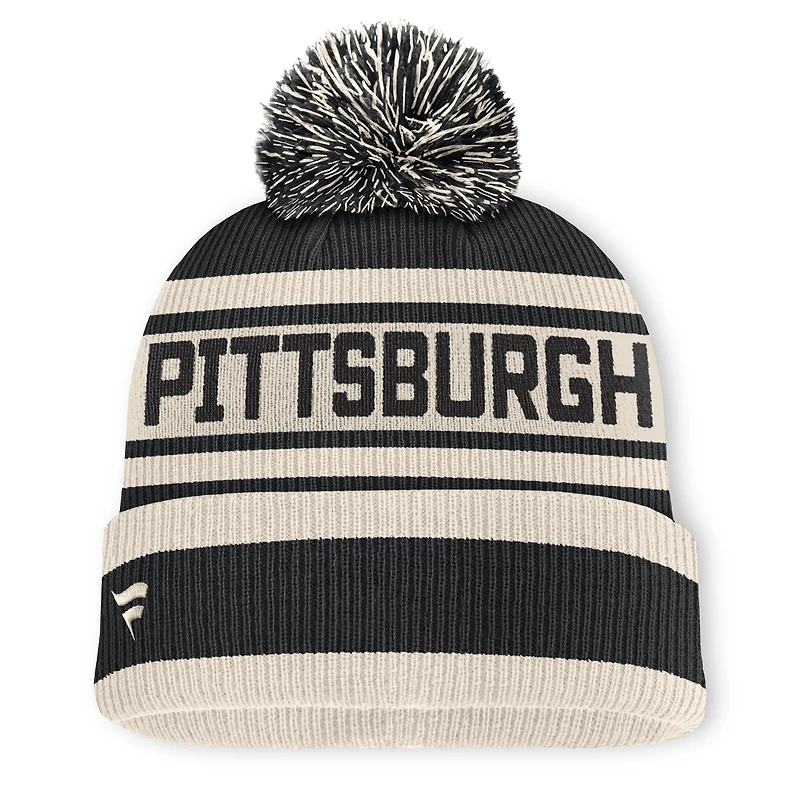 Men's Fanatics Black Pittsburgh Pirates Tape Measure Cuffed Knit Hat with Pom