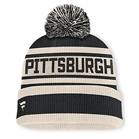 Men's Fanatics Black Pittsburgh Pirates Tape Measure Cuffed Knit Hat with Pom