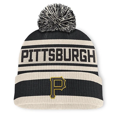 Bonnet à revers en maille avec pompon, noir, motif mètre ruban, Pittsburgh Pirates, de la marque Fanatics.