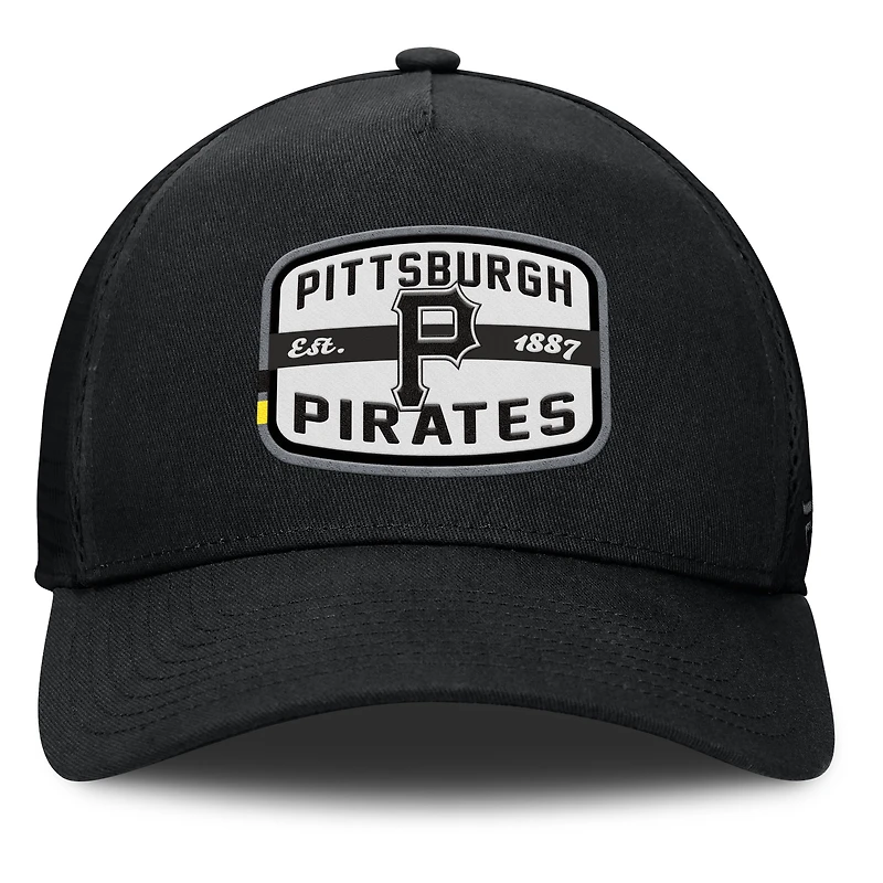 Men's Fanatics Black Pittsburgh Pirates Team Patch A-Frame Trucker Snapback Hat