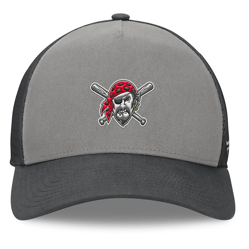 Casquette réglable de camionneur A-Frame Pittsburgh Pirates Fanatics gris/graphite pour hommes