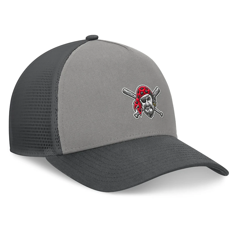 Casquette réglable de camionneur A-Frame Pittsburgh Pirates Fanatics gris/graphite pour hommes