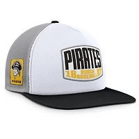 Men's Fanatics Gray/White Pittsburgh Pirates Cranked Foam Front Patch Trucker Adjustable Hat