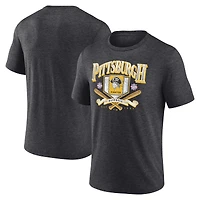 Men's Fanatics Heather Charcoal Pittsburgh Pirates Home Team Tri-Blend T-Shirt