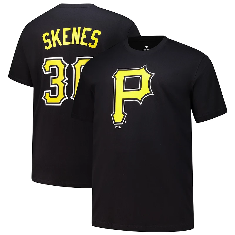 T-shirt noir Fanatics Paul Skenes pour homme, grand et grand, avec nom numéro des Pirates de Pittsburgh