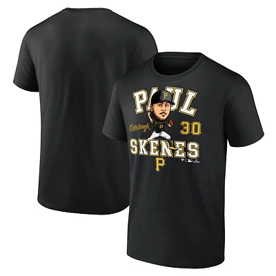 T-shirt noir pour homme avec caricature de la ville natale des Pirates Pittsburgh, Paul Skenes, Fanatics