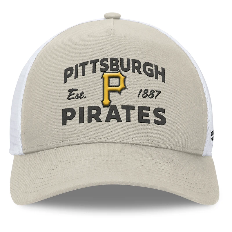 Men's Fanatics Stone Pittsburgh Pirates A-Frame Trucker Adjustable Hat