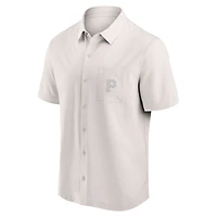 Men's Fanatics Tan Pittsburgh Pirates Front Office Short Sleeve Button-Up Shirt