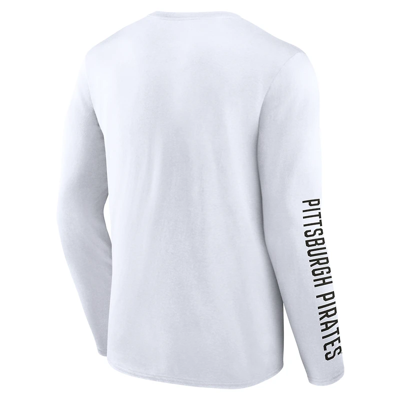Men's Fanatics  White Pittsburgh Pirates Press Box Long Sleeve T-Shirt
