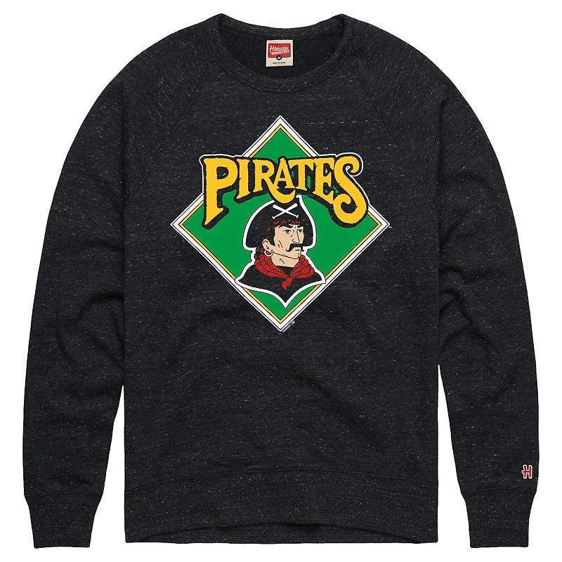 Sweat-shirt raglan pour homme Homage Charcoal Pittsburgh Pirates Cooperstown Collection