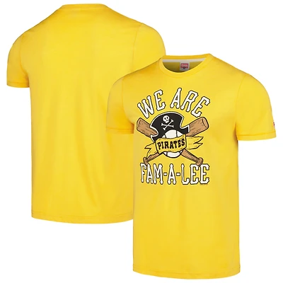 Men's Homage Gold Pittsburgh Pirates Doodle Collection We Are Fam-A-Lee Tri-Blend T-Shirt