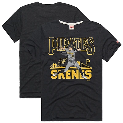 T-shirt tri-blend graphique gris anthracite pour homme, hommage à Paul Skenes, joueur des Pirates de Pittsburgh
