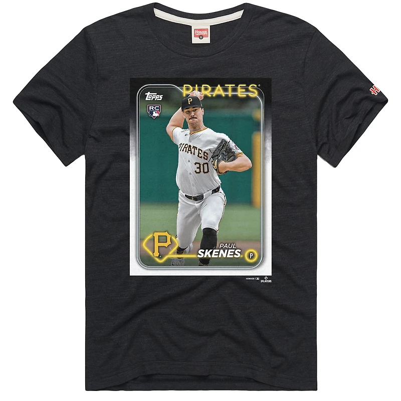 T-shirt homme Hommage Paul Skenes Gris anthracite Pittsburgh Pirates Topps Baseball Card Tri-Blend