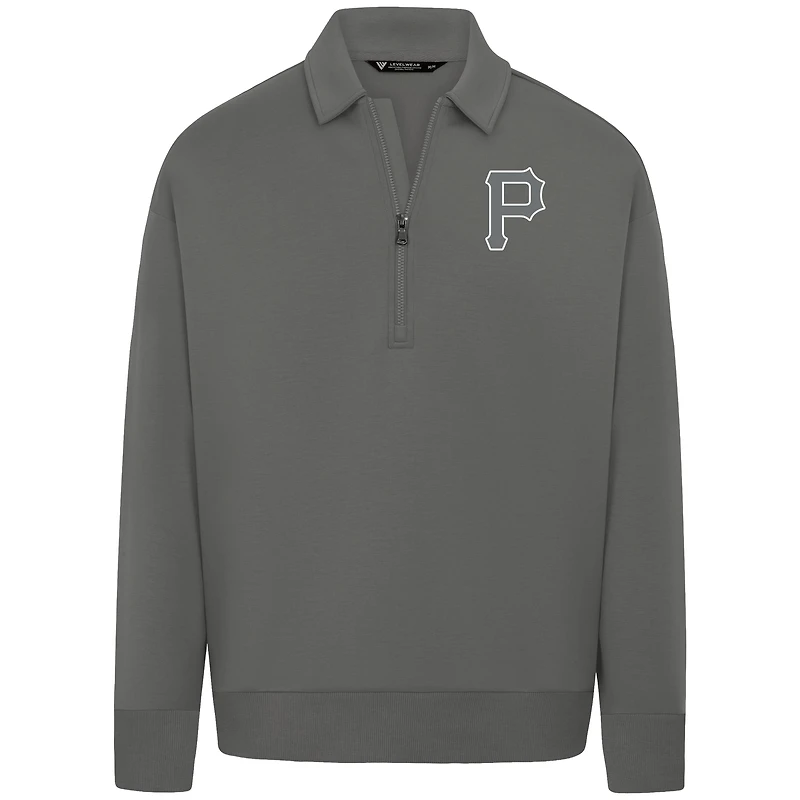 Men's Levelwear Gray Pittsburgh Pirates Luxe Signature Quarter-Zip Pullover