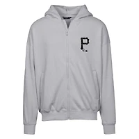 Sweat à capuche surdimensionné entièrement zippé motif camouflage numérique Uphill pour homme, gris