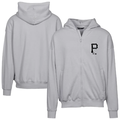 Sweat à capuche surdimensionné entièrement zippé motif camouflage numérique Uphill pour homme, gris, des Pirates de Pittsburgh