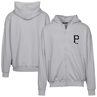 Sweat à capuche surdimensionné entièrement zippé motif camouflage numérique Uphill pour homme, gris, des Pirates de Pittsburgh
