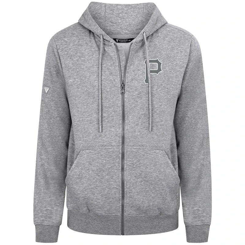 Men's Levelwear Gray Pittsburgh Pirates Podium Banner Arch Full-Zip Hoodie