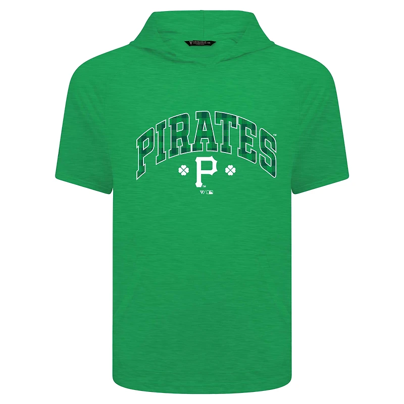 T-shirt à capuche manches courtes et carreaux pour homme Levelwear Green Pittsburgh Pirates St. Patrick's Day
