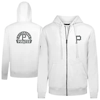 Sweat à capuche zippé blanc pour homme Levelwear des Pirates de Pittsburgh Podium Banner Arch