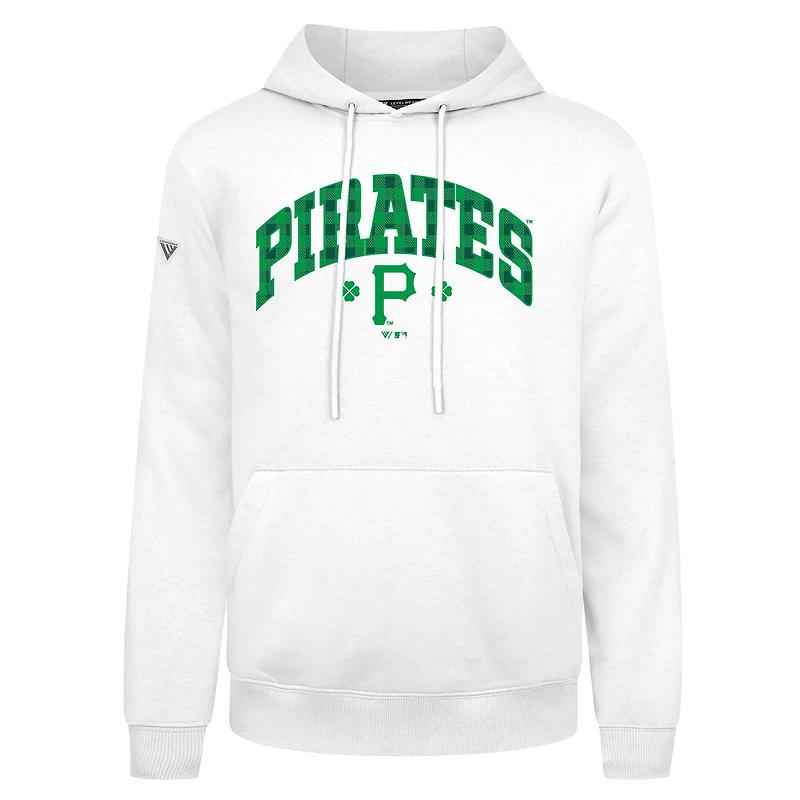 Sweat à capuche carreaux Podium de la Saint-Patrick des Pirates Pittsburgh pour hommes Levelwear blanc