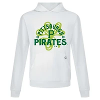 Sweat à capuche blanc pour homme avec motif trèfle relais de la Saint-Patrick des Pirates Pittsburgh Levelwear
