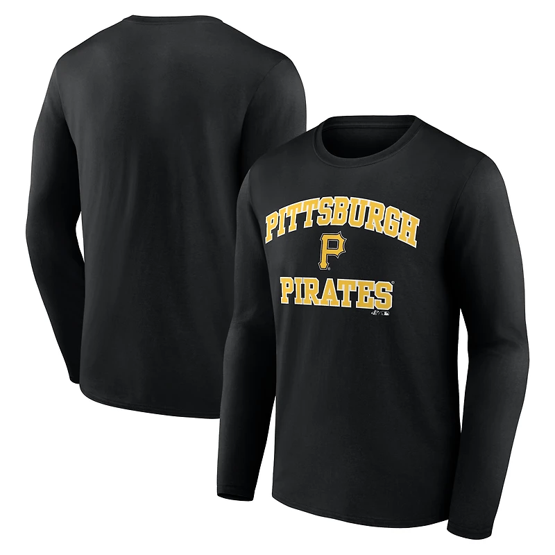 T-shirt à manches longues noir Pittsburgh Pirates Heart & Soul pour homme avec logo athlétique