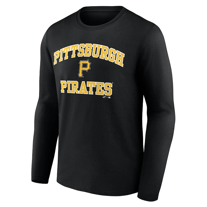 Men's Logo Athletic Black Pittsburgh Pirates Heart & Soul Long Sleeve T-Shirt