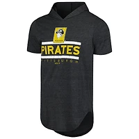 T-shirt à capuche noir en trois mélanges Majestic Threads pour hommes des Pirates de Pittsburgh