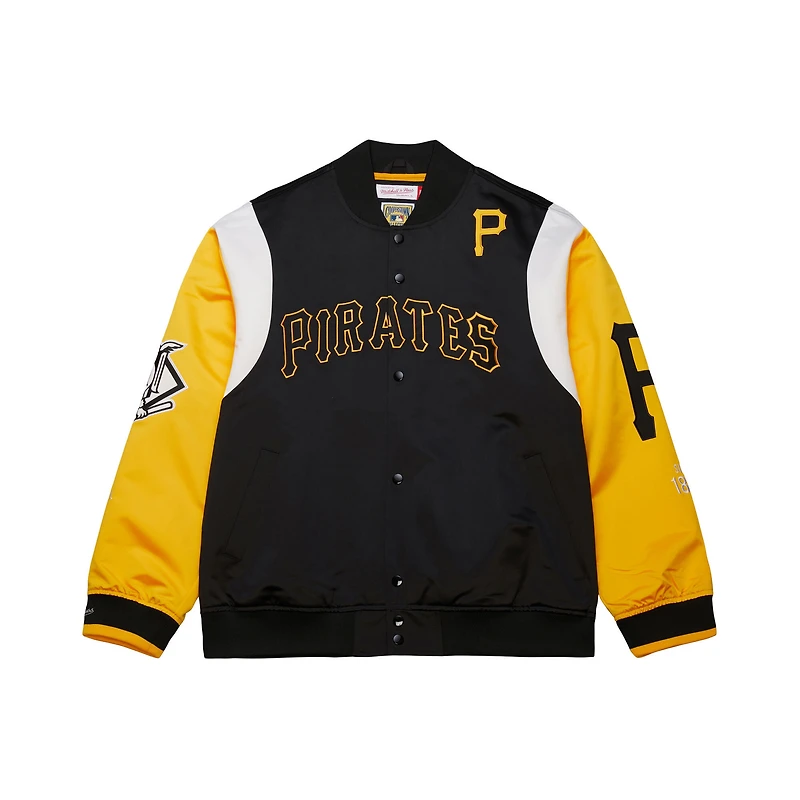 Veste Mitchell & Ness noire/dorée à boutons-pression pour homme, collection Cooperstown, des Pirates de Pittsburgh.