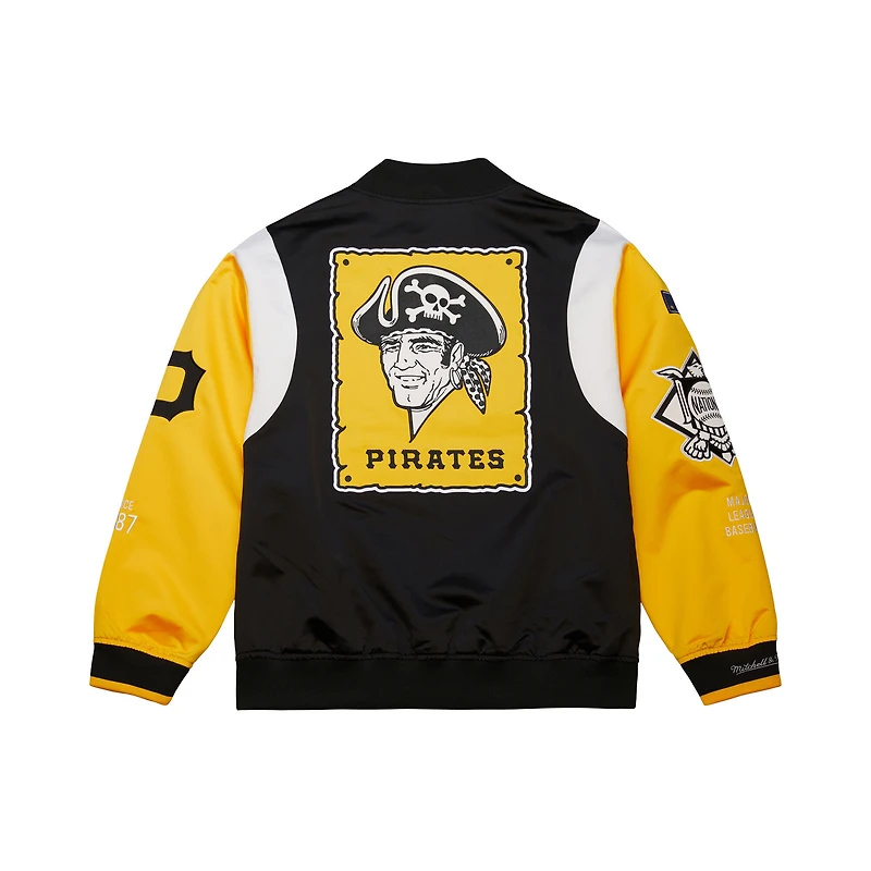 Veste Mitchell & Ness noire/dorée à boutons-pression pour homme, collection Cooperstown, des Pirates de Pittsburgh.