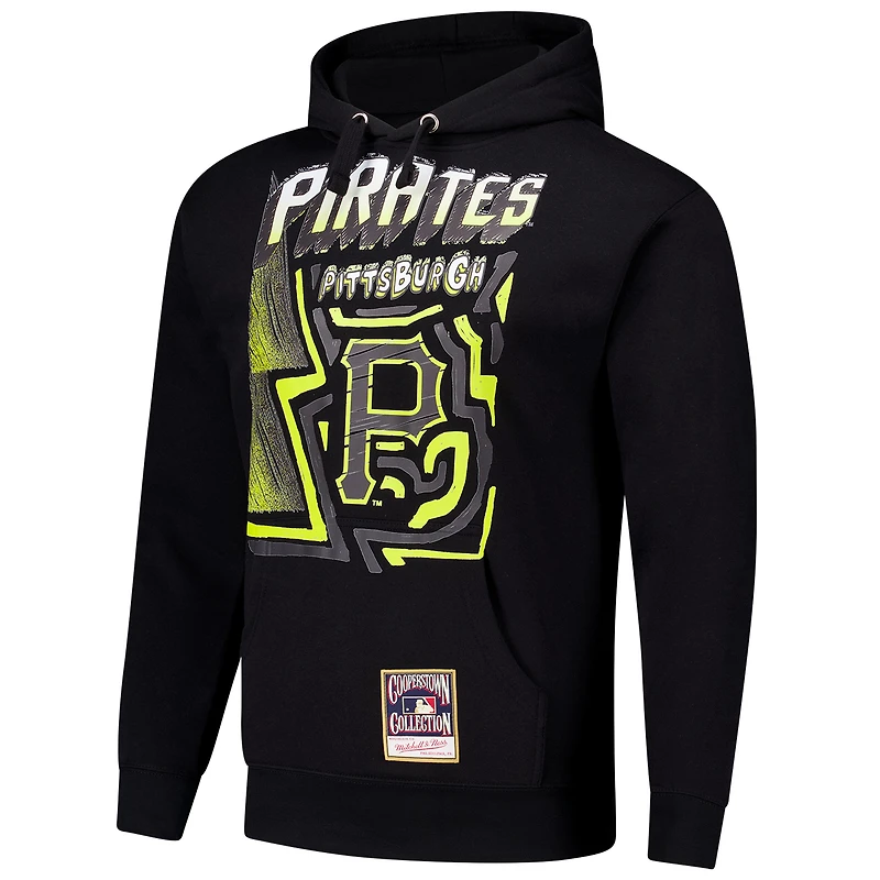 Men's Mitchell & Ness Black Pittsburgh Pirates Sidewalk Sketch Pullover Hoodie