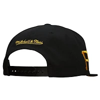 Casquette Snapback noire avec étiquette de l'équipe des Pirates de Pittsburgh de Mitchell & Ness pour hommes
