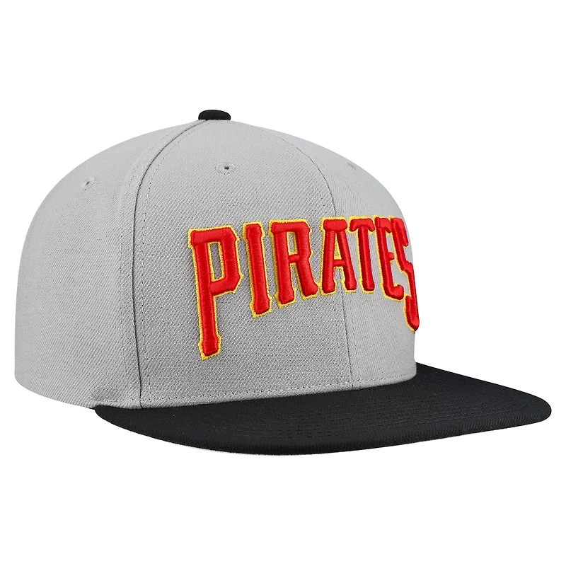 Casquette snapback basique Mitchell & Ness grise pour homme, collection Cooperstown, Pirates de Pittsburgh