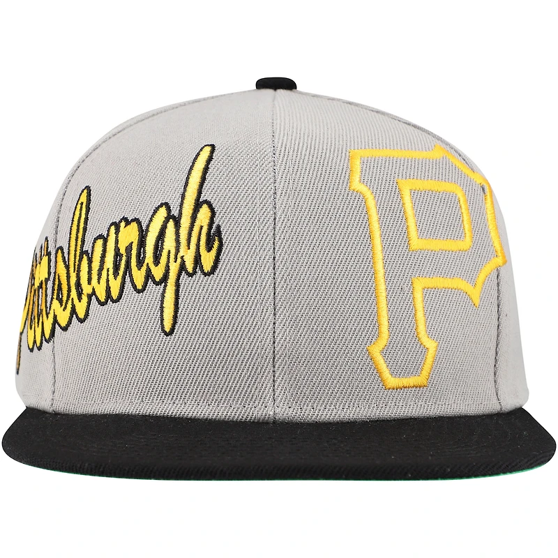 Casquette Snapback à panneau Knock Out des Pirates de Pittsburgh gris Mitchell & Ness pour hommes
